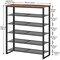Space-Saving Shoe Rack with Wooden Top, Metal Shelves, Adjustable Feet